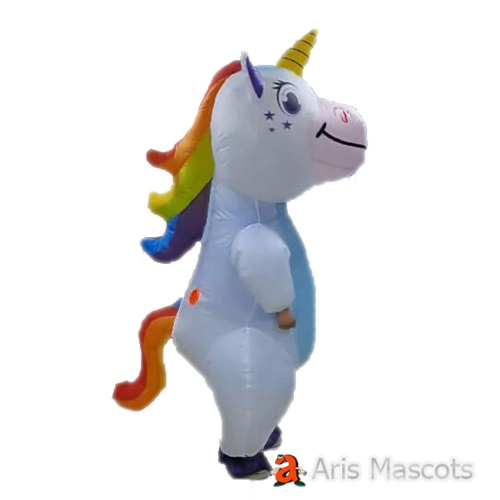 Adult Inflatable Unicorn Costume Funny Halloween Dress Wearable Mascot Suit