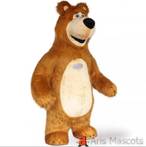 Inflatable Masha and the Bear Costume Adult Full Body Furry Mascot Blow Up Suit for Events