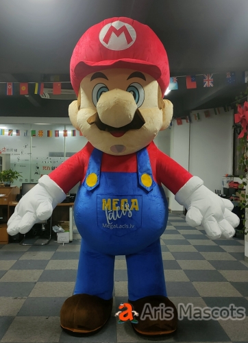 2.6m Giant Inflatable Super Mario Costume Game Character Cosplay Dress Blow Up Suit for Entertainment