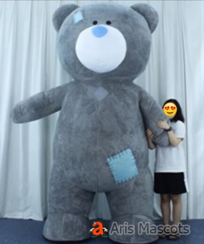 2m/2.6m Giant Inflatable Grey Bear Costume for Events Party Walking Blow Up Bear Mascot Suit