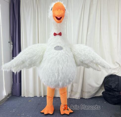 2.3m Giant Inflatable Swan Mascot Costume Adult Full Body Walking Furry Mascots Goose Blow Up Suit