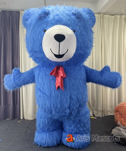 2m / 2.6m /3m Adult Cute Blue Bear Inflatable Suit Full Body Blow Up Walking  Mascot Costume for Entertainment