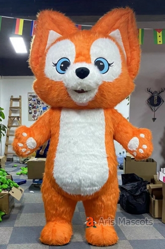 Adult Walking Mascot Orange Fox Inflatable Suit for Entertainment Blow Up Costume Cartoon Character Fancy Dress