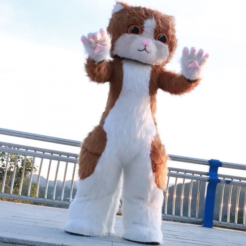 Adult Realistic Cat Mascot Costume for Entertainment Full Body Furry Mascots Animal Character Cosplay Dress