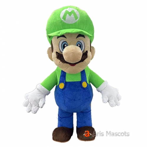 2m/2.6m Real Life Adult Inflatable Luigi Costume Full Body Blow Up Walking Mascot Suit