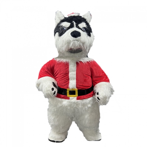 2m/2.6m Inflatable Husky Dog Suit Adult Furry Blow Up Mascot Costume for Christmas Entertainments