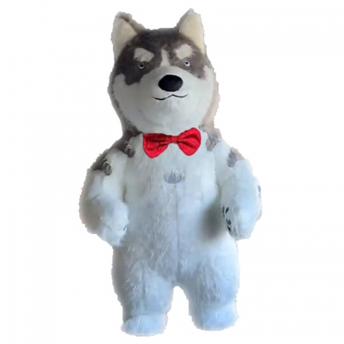 2m/2.6m Adult Husky Dog Inflatable Furry Mascot Costume for Entertainment Blow Up Full Walking Outfit