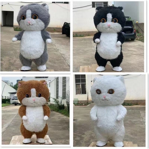 2m/2.6m Giant Inflatable Cat Costume Adult Full Body Plush Furry Suit Blow Up Cat Fancy Dress Halloween Suit