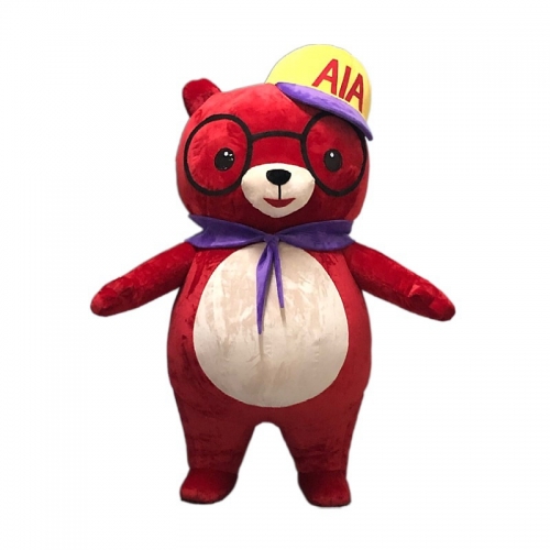 2m / 2.6m Red Bear Inflatable Costume Adult Blow Up Mascot Suit for Entertainment