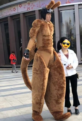Kangaroo Mascot Costume with Stilts Adult Cosplay Suit