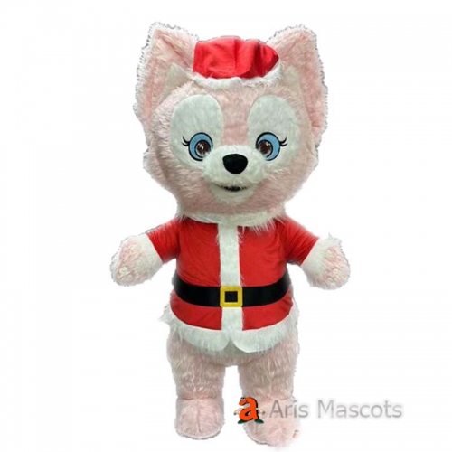 2m / 2.6m Giant Inflatable Pink Fox Mascot Costume for Christmas Entertainments Adult Wearable Blow Up Suit