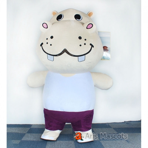 2m / 2.6m Adult Real Life Inflatable Hippo Mascot Costume for Entertainments Character Blow Up Suit