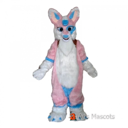 Adult Full Body Furry Pink Fox Mascot Costume Carnival Fancy Dress