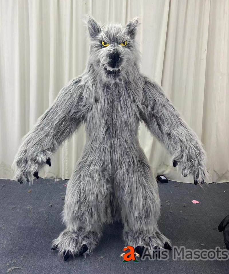Adult Inflatable Black Wolf Mascot Costume for Halloween Entertainments