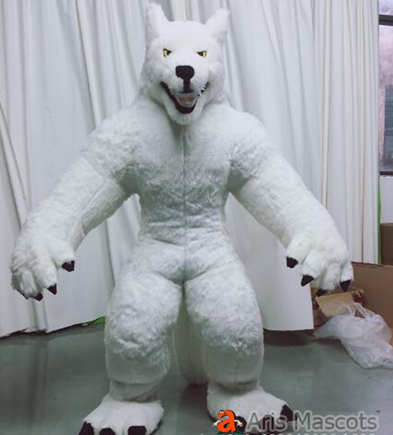 Adult Inflatable Black Wolf Mascot Costume for Halloween Entertainments