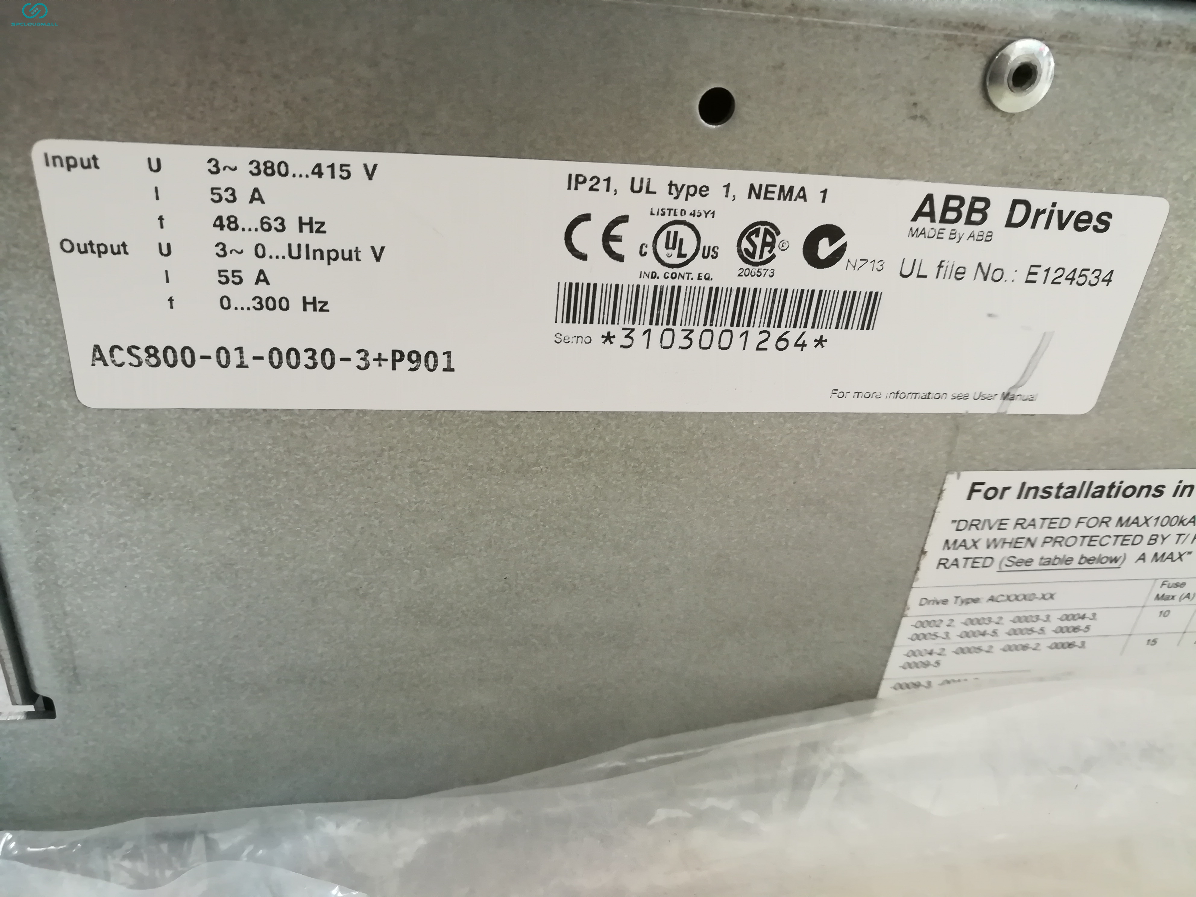 FREQUENCY CONVERTER ACS800-01-0030