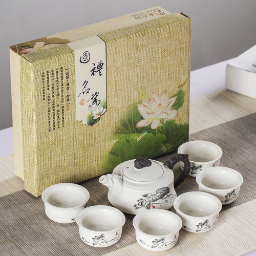 Chinese Kung Fu 7pcs Tea Sets Ceramic Portable Porcelain Service Gaiwan Tea Cups Tea Ceremony Tea pot With Gift Box