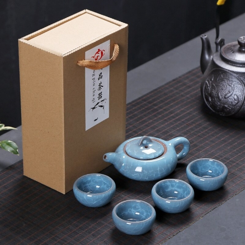 Chinese Travel Kung Fu 5 pcs Tea Sets Ceramic Portable Porcelain Service Gaiwan Tea Cups Tea Ceremony Tea pot Gift Box