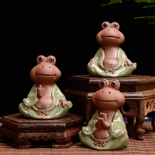 Purple Clay Frog Tea Pet Ceramic Home Decoration Tea Ceremony Parts Practical Office Gifts Tea Table Decorations