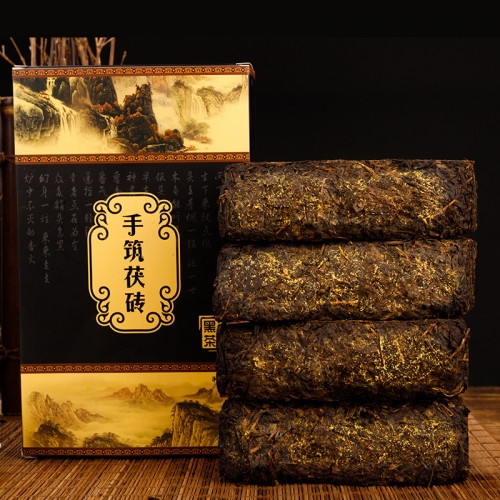 China Hunan Dark Tea Anhua Black Tea Hand Building Fu Tea Brick Golden Flower 1000g Weight Loss Slimming