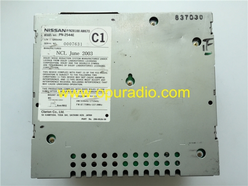 NISSAN 28188 AM670 AM610 AM675 Clarion PN-2544E para 2003 2004 Infiniti G35 NO BOSE Radio 6 Cambiador de CD AM Casete de FM Reproductor de CD Estéreo