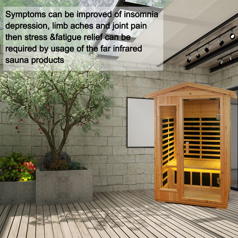 Xmatch Far Infrared Wooden Outdoor Sauna, 2-Person Size 1750W, 9 Low EMF Heaters, 10 Minutes Pre-Warm up, Time and Temp Pre-Set, 2 Wireless Speakers,