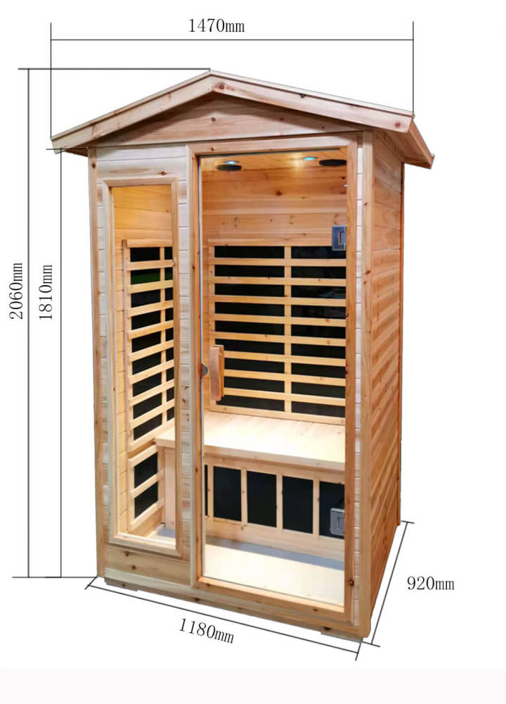 Xmatch Far Infrared Wooden Outdoor Sauna, 2-Person Size 1750W, 9 Low EMF Heaters, 10 Minutes Pre-Warm up, Time and Temp Pre-Set, 2 Wireless Speakers,