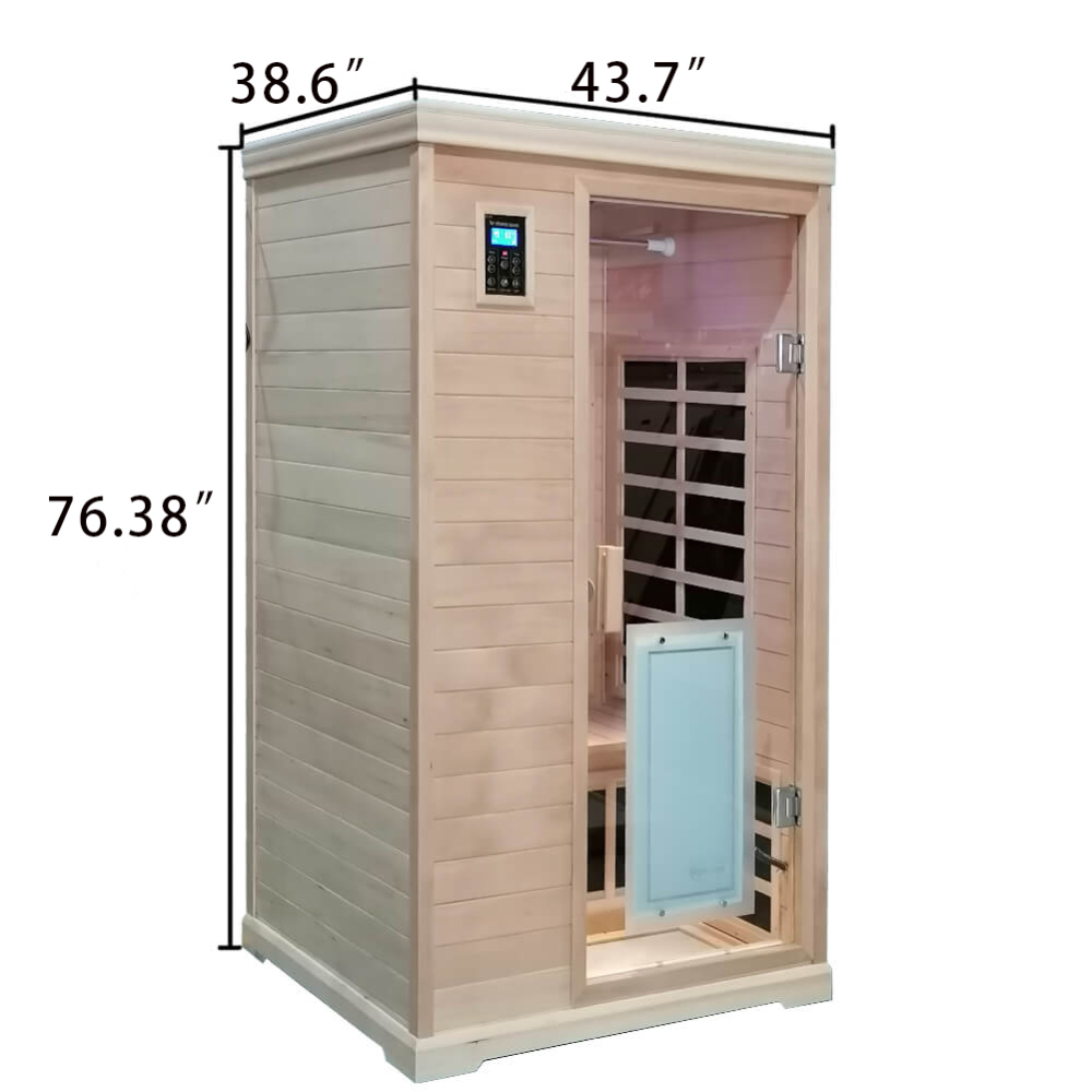 Xmatch Far Infrared Wooden Sauna Room, 2-Person Size, with 1750W, 9 Low EMF Heaters, 10 Minutes Pre-Warm up, Time and Temp Pre-Set, 2 Wireless Speaker