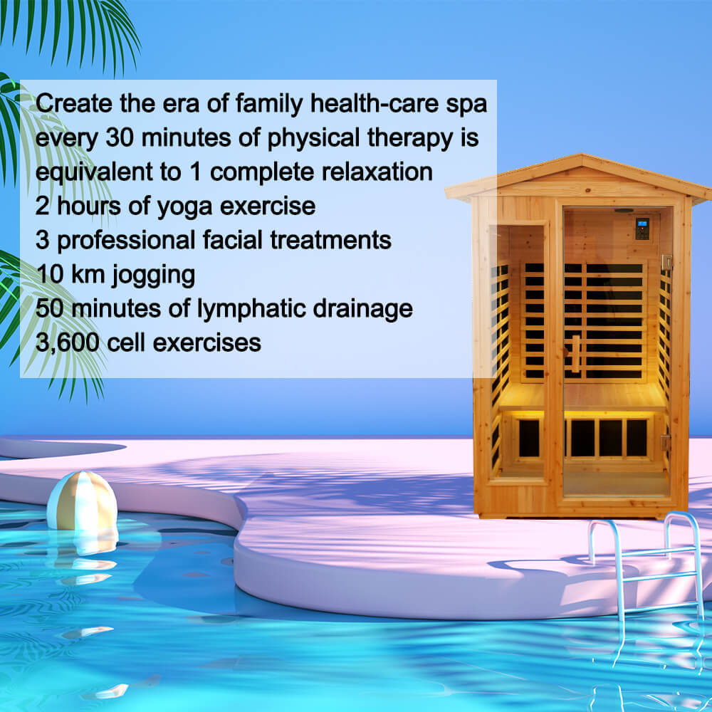 Xmatch Far Infrared Wooden Outdoor Sauna, 2-Person Size 1750W, 9 Low EMF Heaters, 10 Minutes Pre-Warm up, Time and Temp Pre-Set, 2 Wireless Speakers,