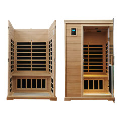 Xmatch Far Infrared Wooden Sauna Room, 2-Person Size, with 1750W, 9 Low EMF Heaters, 10 Minutes Pre-Warm up, Time and Temp Pre-Set, 2 Wireless Speaker