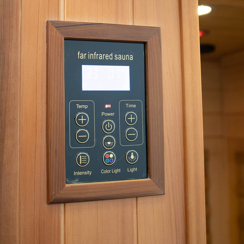 Xmatch Far Infrared Wooden Sauna Room, 1-Person Size, with 1510W, 8 Low EMF Heaters, 10 Minutes Pre-Warm up, Time and Temp Pre-Set, 2 Wireless Speaker