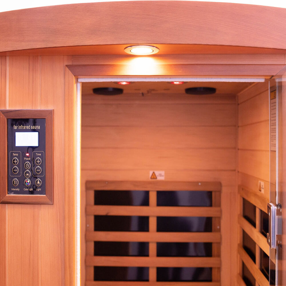 Xmatch Far Infrared Wooden Sauna Room, 1-Person Size, with 1510W, 8 Low EMF Heaters, 10 Minutes Pre-Warm up, Time and Temp Pre-Set, 2 Wireless Speaker