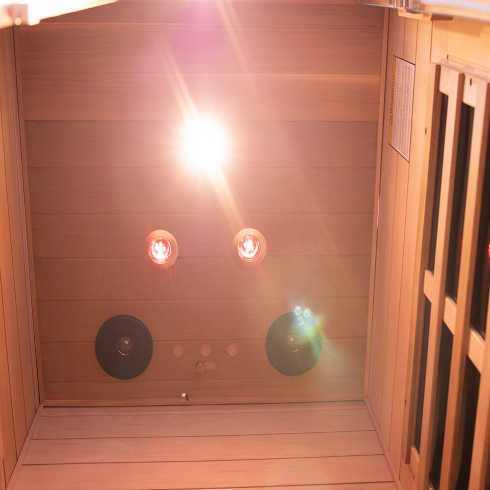 Xmatch Far Infrared Wooden Sauna Room, 1-Person Size, with 1510W, 8 Low EMF Heaters, 10 Minutes Pre-Warm up, Time and Temp Pre-Set, 2 Wireless Speaker