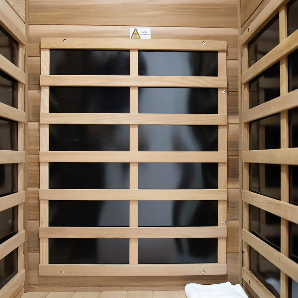 Xmatch Far Infrared Wooden Sauna Room, 1-Person Size, with 1350W, 8 Low EMF Heaters, 10 Minutes Pre-Warm up, Time and Temp Pre-Set, 2 Wireless Speaker