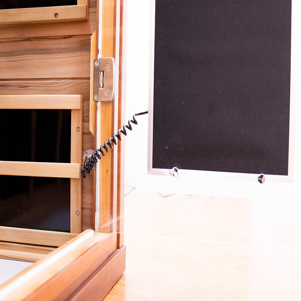 Xmatch Far Infrared Wooden Sauna Room, 1-Person Size, with 1350W, 8 Low EMF Heaters, 10 Minutes Pre-Warm up, Time and Temp Pre-Set, 2 Wireless Speaker