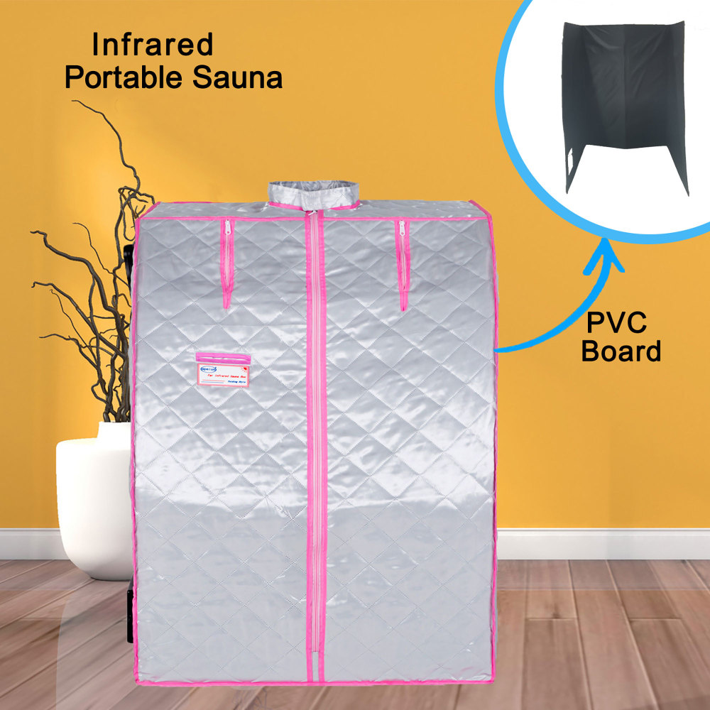 Xmatch Portable Far Infrared Sauna Tent, Foldable Sauna Box Home Spa, Half Size 550W, Max 60 Min Session Wire Controller (Infrared/Silver)
