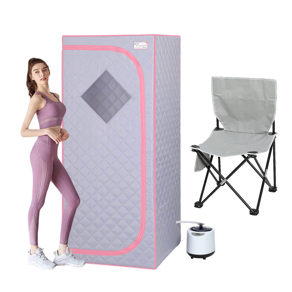 Xmatch Portable Steam Sauna Tent in Full Size with Rated Power 1000 W & 2L Steamer (Steam/Gray)