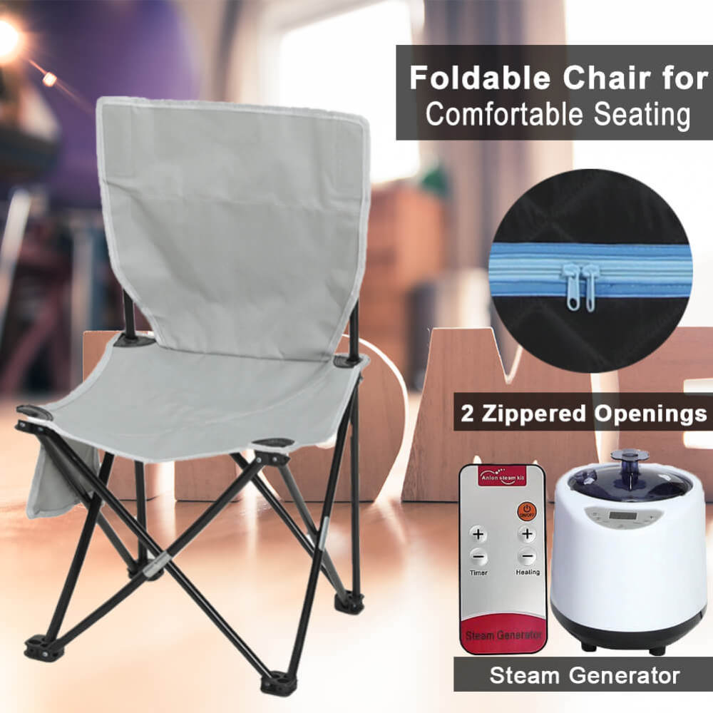 Xmatch Portable Steam Sauna Tent in Full Size with Rated Power 1000 W & 2L Steamer (Steam/Black)