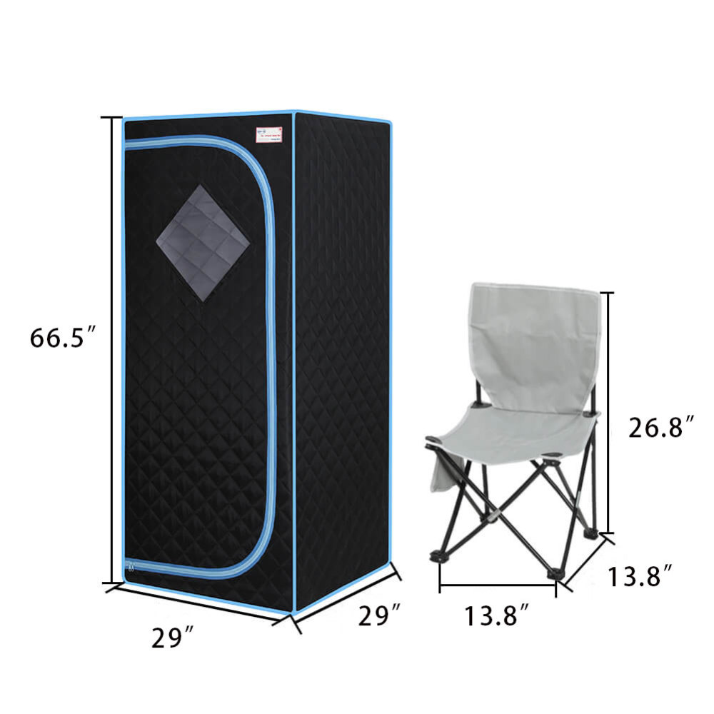 Xmatch Portable Steam Sauna Tent in Full Size with Rated Power 1000 W & 2L Steamer (Steam/Black)