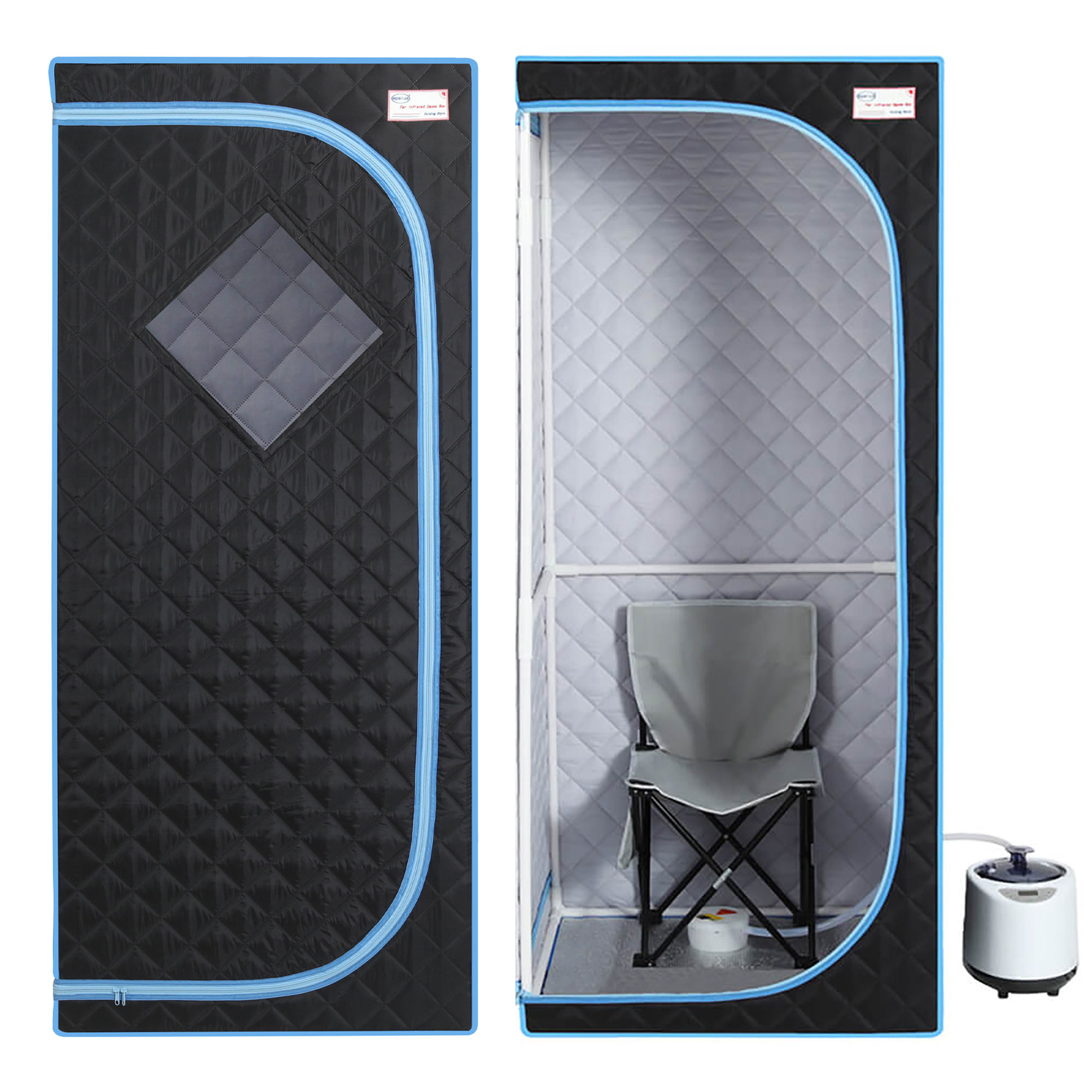 Xmatch Portable Steam Sauna Tent in Full Size with Rated Power 1000 W & 2L Steamer (Steam/Black)