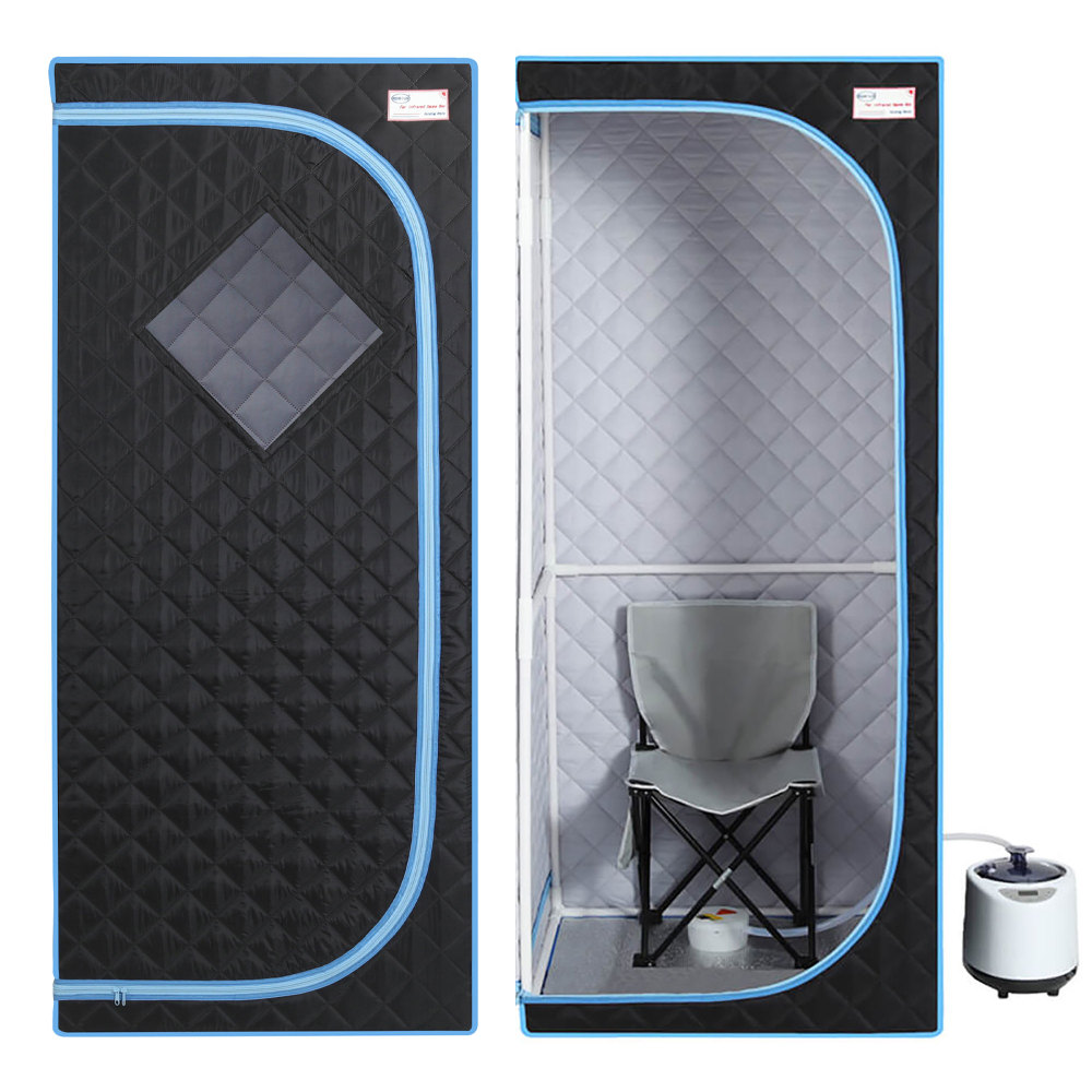 Xmatch Portable Steam Sauna Tent in Full Size with Rated Power 1000 W & 2L Steamer (Steam/Black)