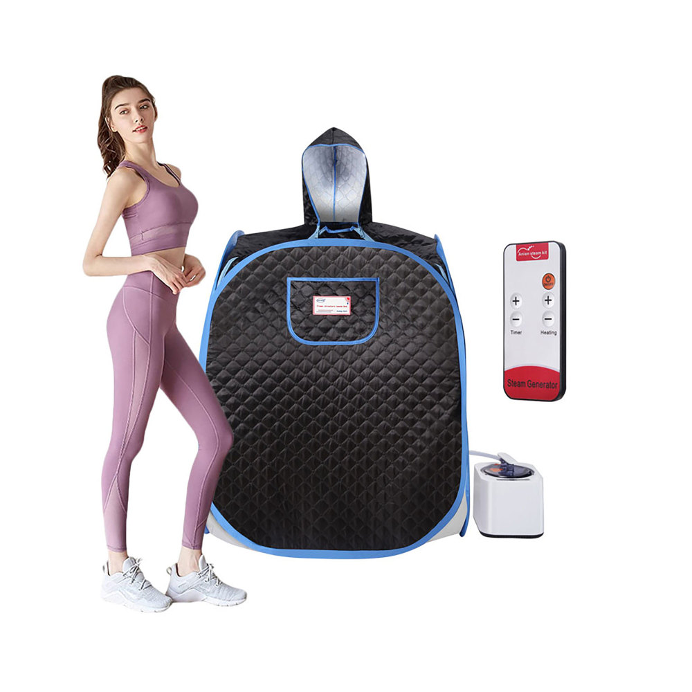 Xmatch Portable Steam Sauna Tent in Collapsible Half Size with Rated Power 1000W & 2L Steamer (Steam/Black)