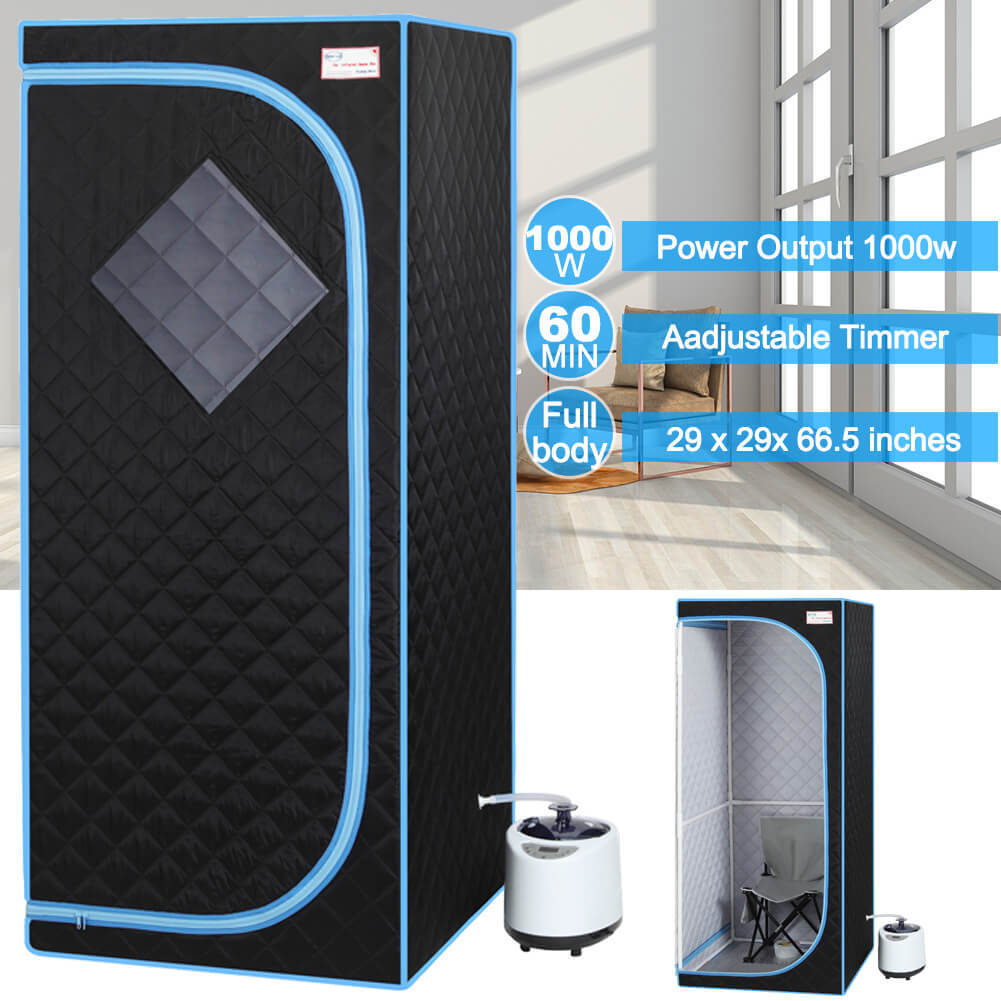 Xmatch Portable Steam Sauna Tent in Full Size with Rated Power 1000 W & 2L Steamer (Steam/Black)