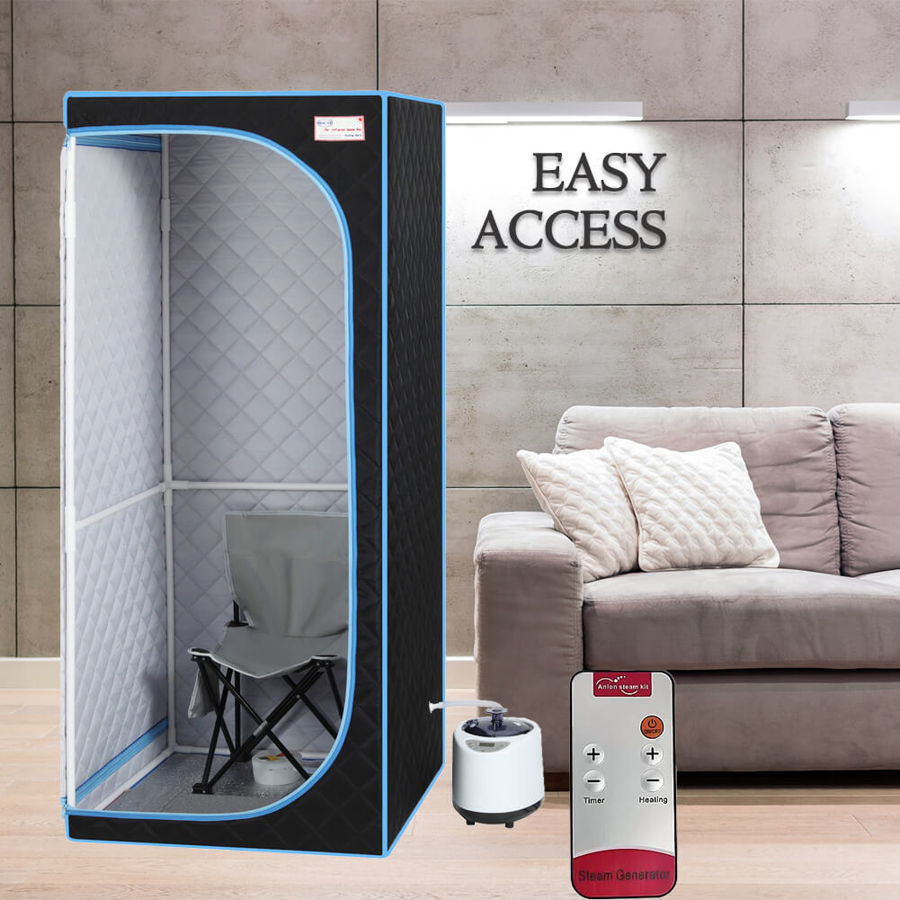 Xmatch Portable Steam Sauna Tent in Full Size with Rated Power 1000 W & 2L Steamer (Steam/Black)