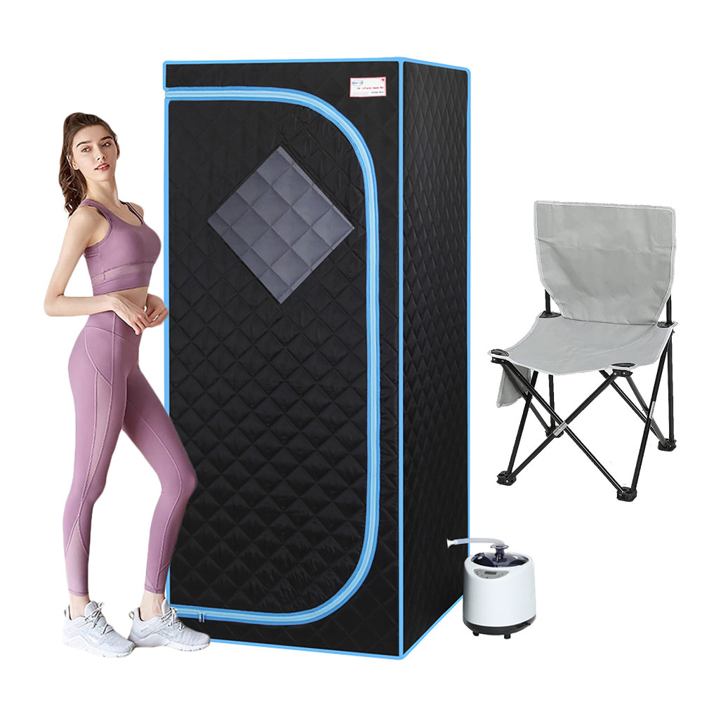 Xmatch Portable Steam Sauna Tent in Full Size with Rated Power 1000 W & 2L Steamer (Steam/Black)