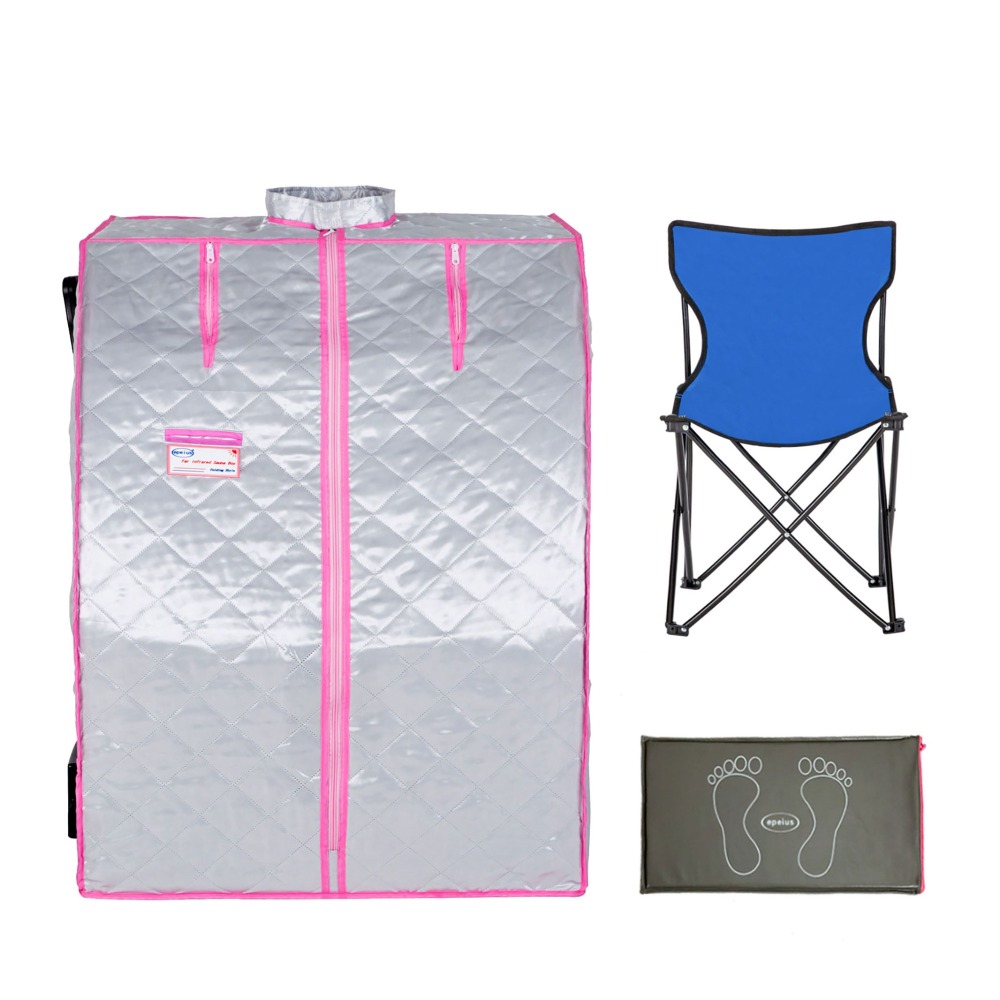 Xmatch Portable Far Infrared Sauna Tent, Foldable Sauna Box Home Spa, Half Size 550W, Max 60 Min Session Wire Controller (Infrared/Silver)