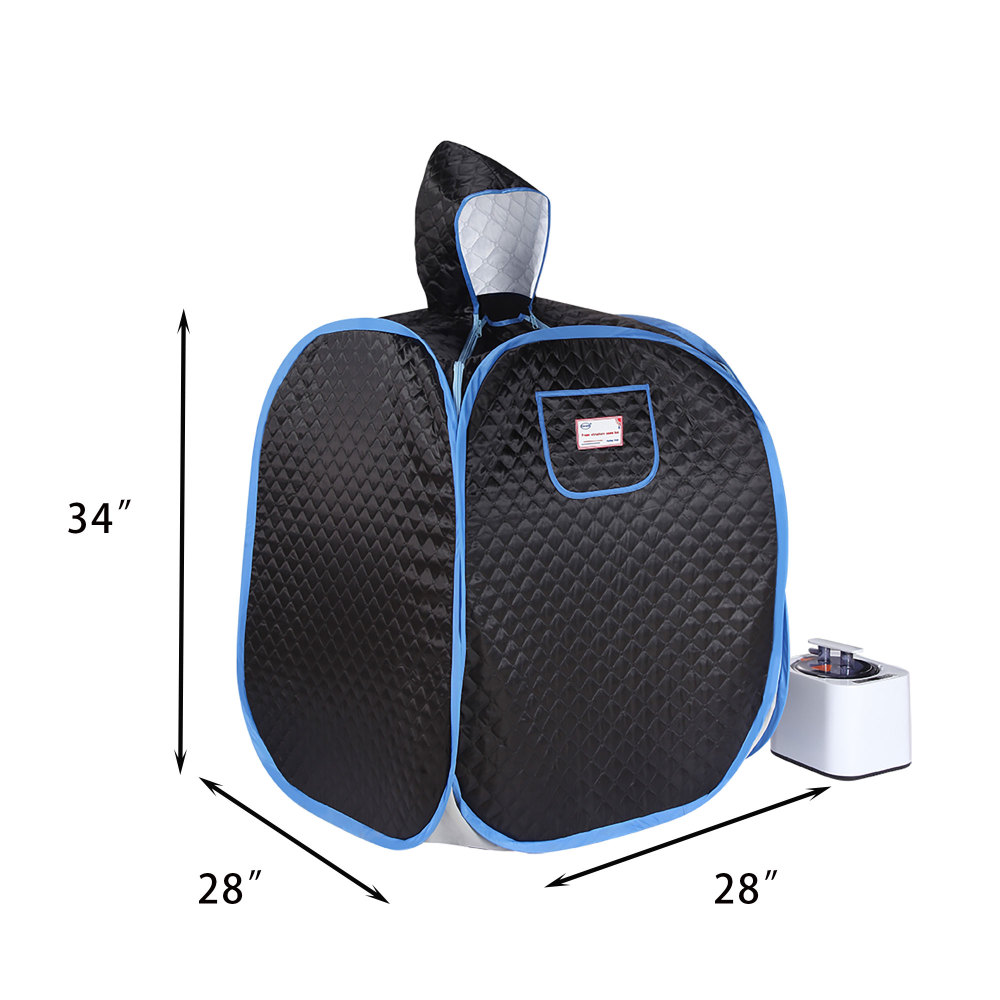 Xmatch Portable Steam Sauna Tent in Collapsible Half Size with Rated Power 1000W & 2L Steamer (Steam/Black)