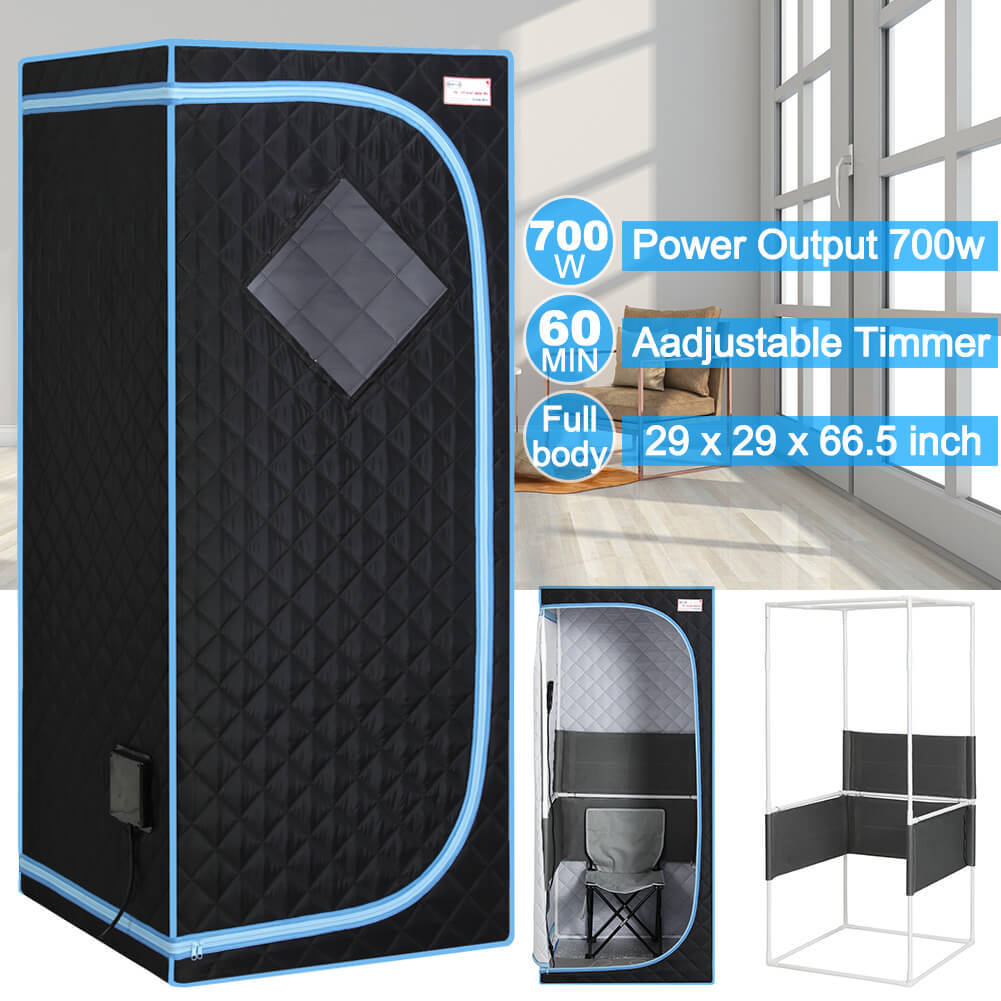 Xmatch Portable Far Infrared Sauna Tent, Full Size 700W, Max 60 Min Session Wire Controller (Infrared/Black)