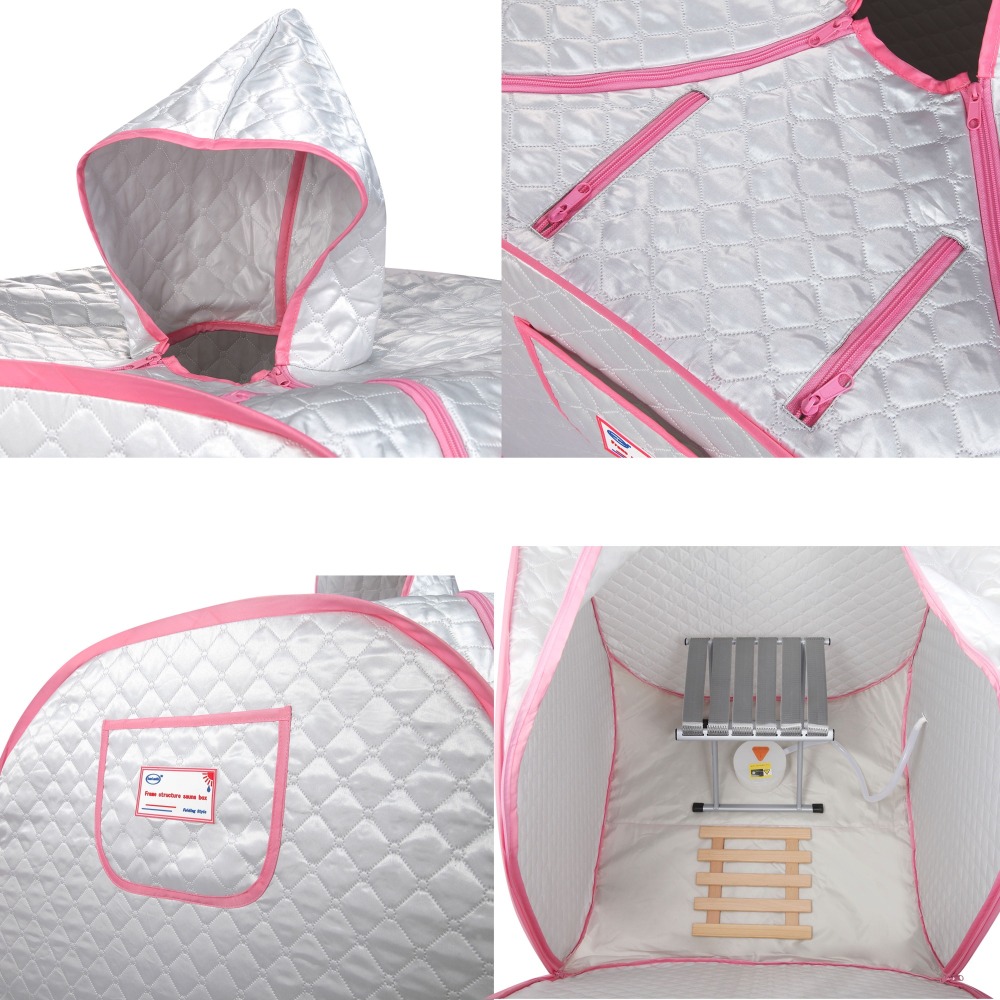 Portable Steam Sauna Tent in Collapsible Half Size with Rated Power 1000W & 2L Steamer (Steam/Black)