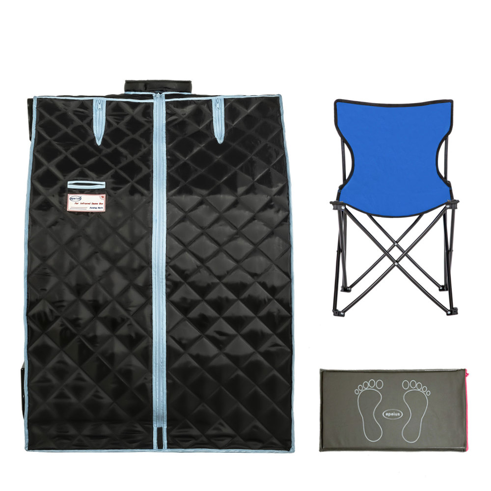 Xmatch Portable Far Infrared Sauna Tent, Foldable Sauna Box Home Spa, Half Size 550W, Max 60 Min Session Wire Controller (Infrared/Silver)